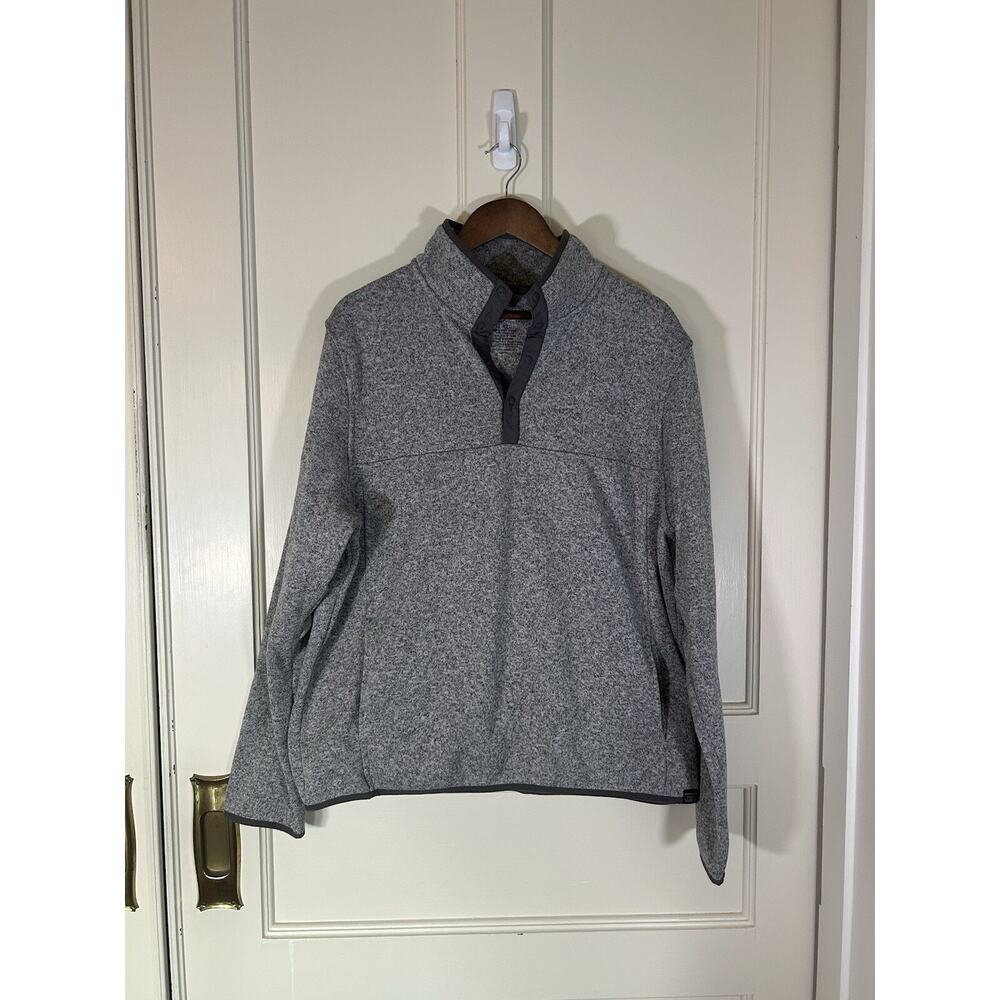 L.L. Bean Sweater Fleece Pullover Mens Size Large Gray Outdoor Active Knit Snap